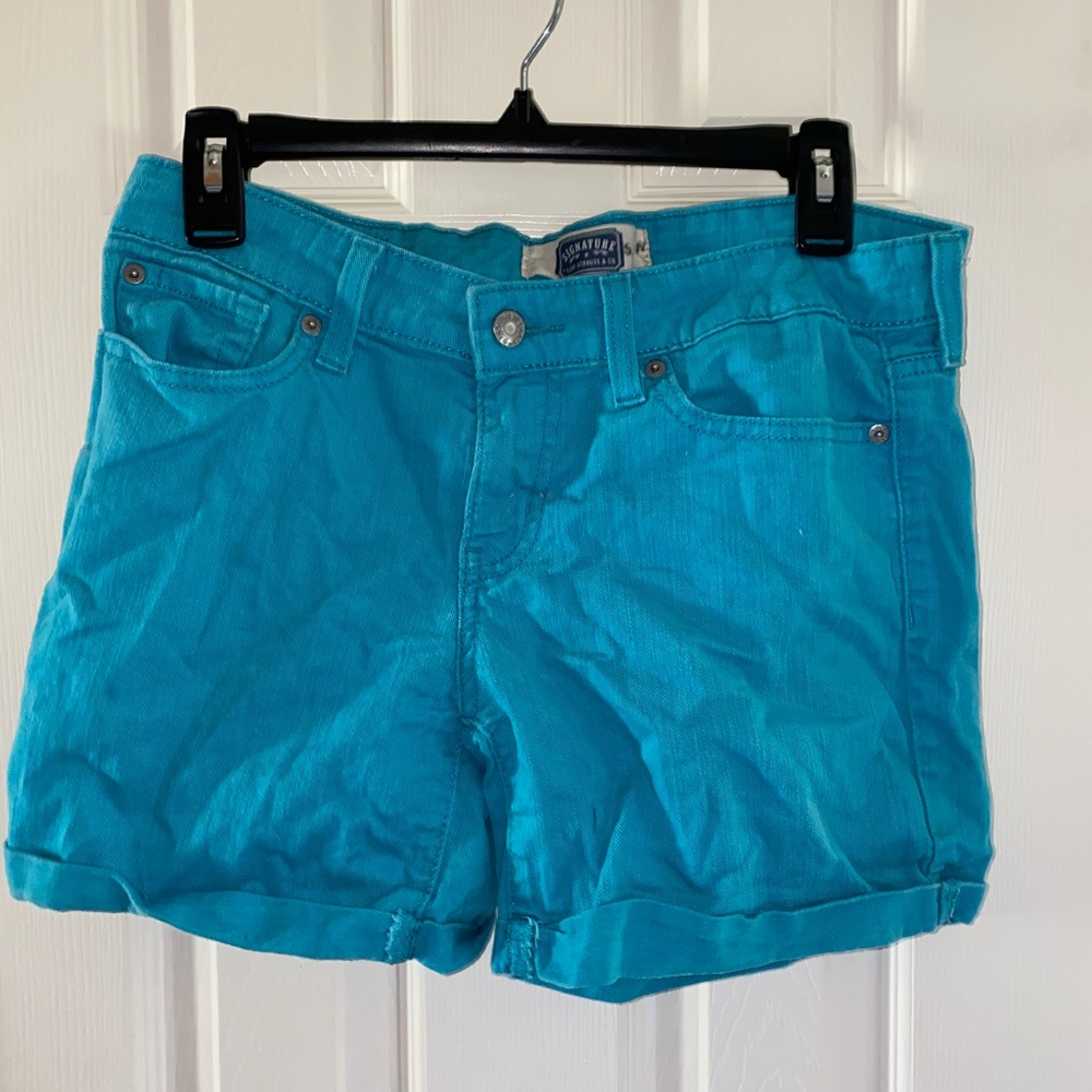 Turquoise jean shorts